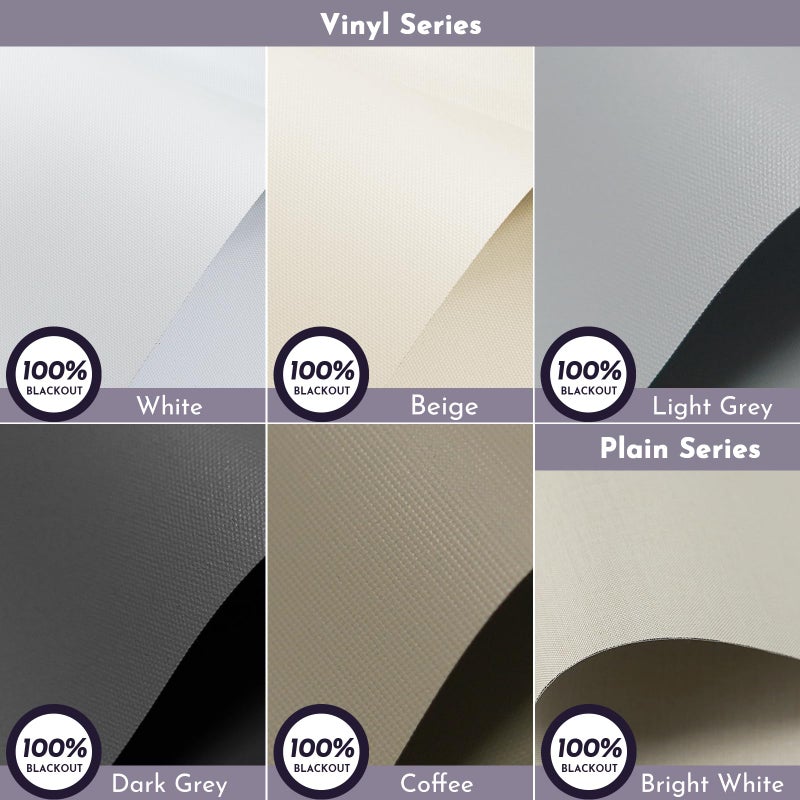 Graywind 100% Blackout Roller Shades Window Blinds for Home and Office Cordless Blinds (100% Blackout Waterproof Shade Fabric Samples) - Image 3